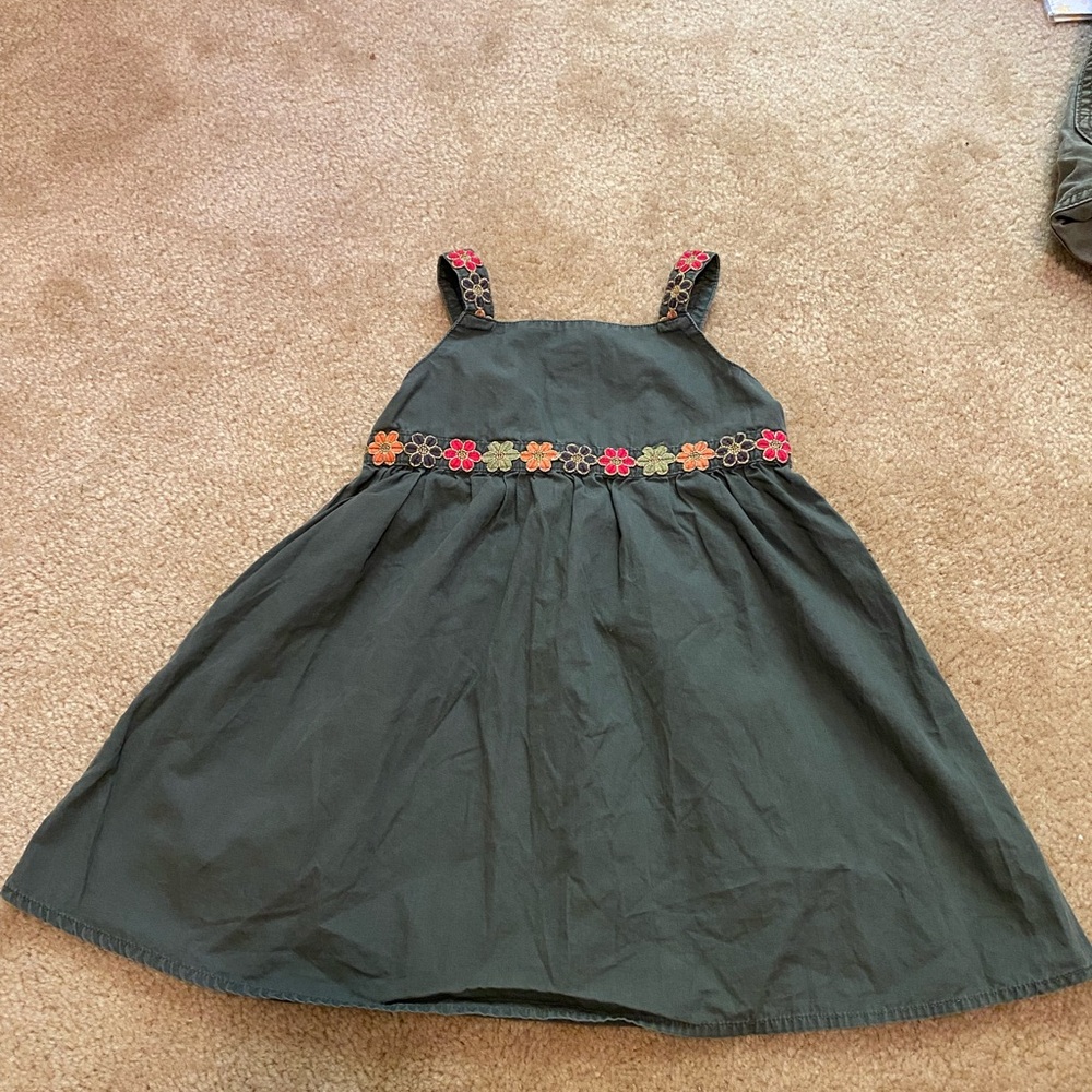 Gymboree Y2K Floral Embroidered Kids Dress - green pink orange